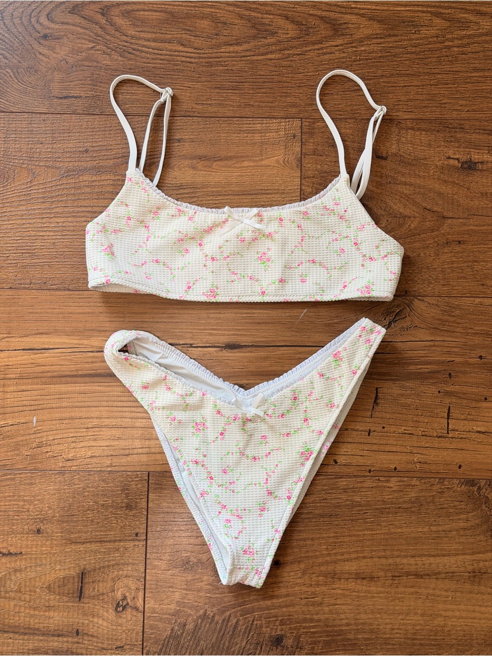 Frankies Bikinis Dallas & Enzo Day Lily Waffle Bikini Set Size M